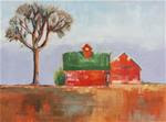 Landscape oil painting Red Barns in Winter - Posted on Tuesday, March 17, 2015 by Carrie Venezia