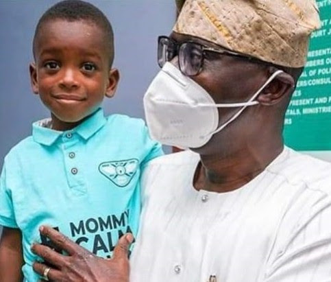 Lagos State governor, Sanwo-Olu meets the boy in the "mummy calm down" video (photos)