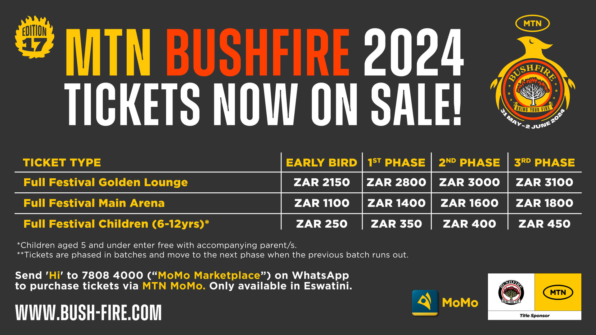 MTN BUSHFIRE 2024 TICKETS NOW ON SALE! Party42nite