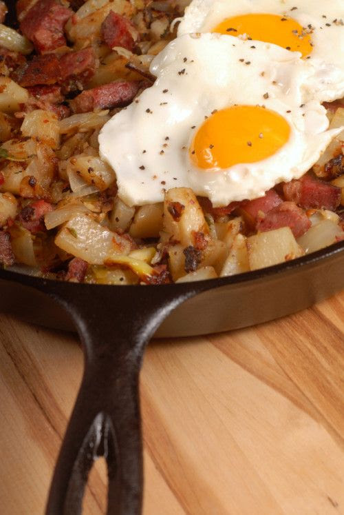 Corned Beef Hash and Eggs- Perfect for St. Patrick's Day.