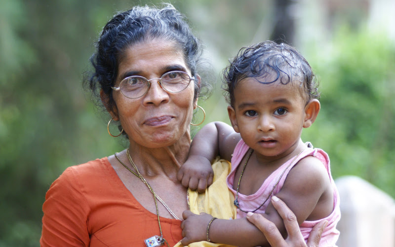An Indian grandmother with her granddaughter