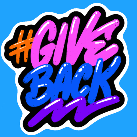 GIF of the words "#giveback"