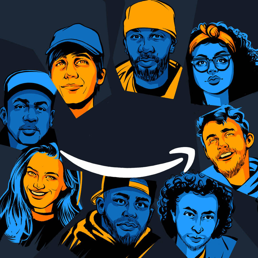 An illustration of Amazon workers.