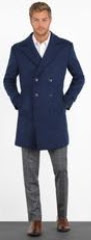 Blue Double-Breasted Overcoat