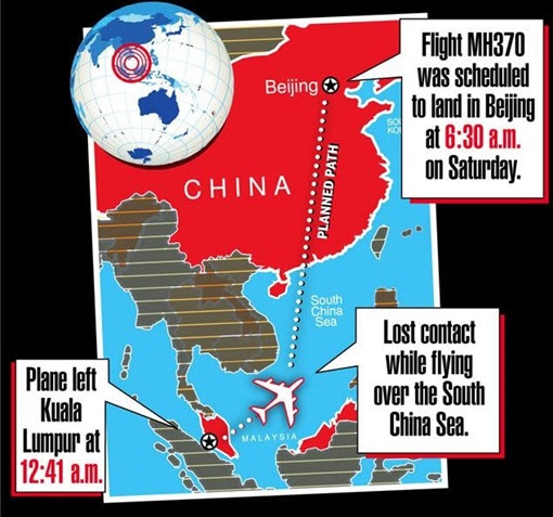 Malaysia MH370 Missing - Scheduled Route