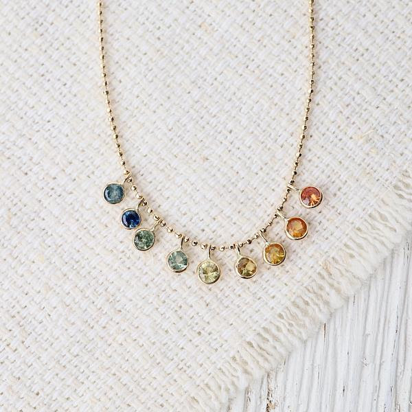 14k Rainbow Sapphire Cleopatra Necklace
