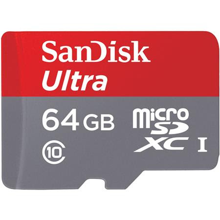 SanDisk 64GB Ultra microSDXC UHS-I Class 10 Memory Card, 80MB/s, with SD Adapter