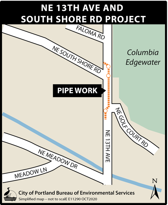 NE 13th Ave and South Shore Rd Pipe Replacement Project Map