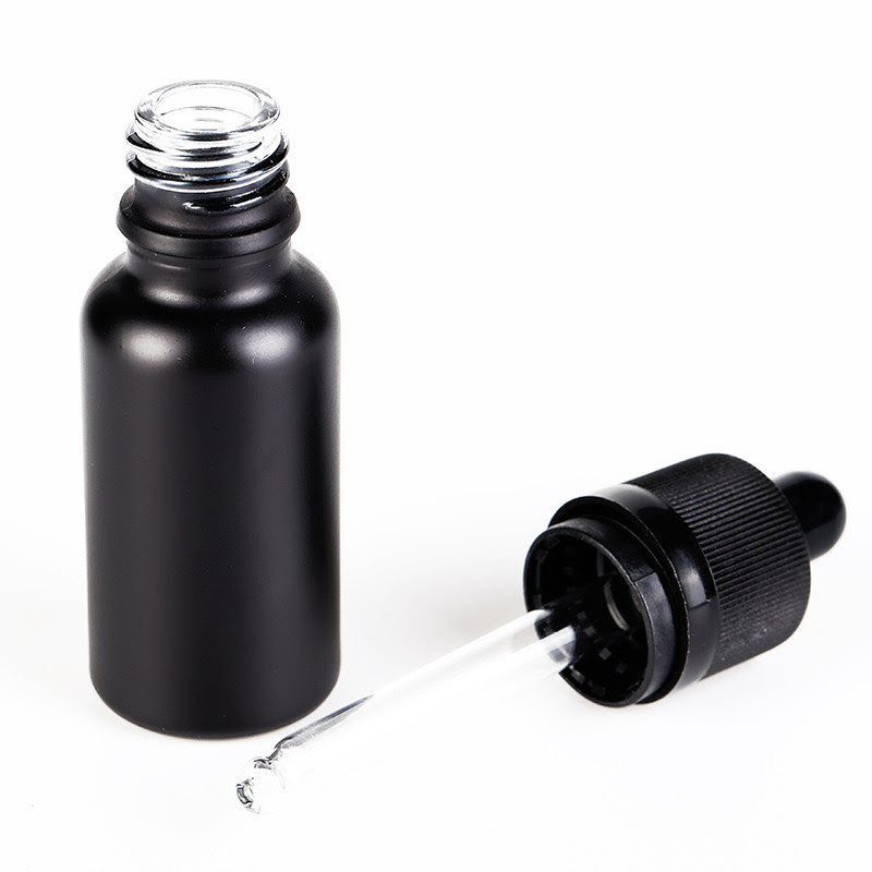 Custom Matte Black Glass dropper Bottle for essential oil