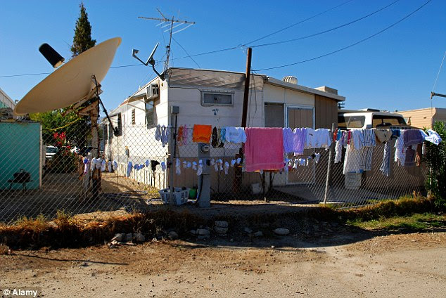 Poor America: A trailer park in California, where low-income citizens live in stark contrast to wealthier U.S. residents