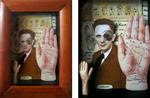 Hand & Eye sign language assemblage mixed media collage shadow box altered art original - Posted on Friday, January 9, 2015 by Linda Apple