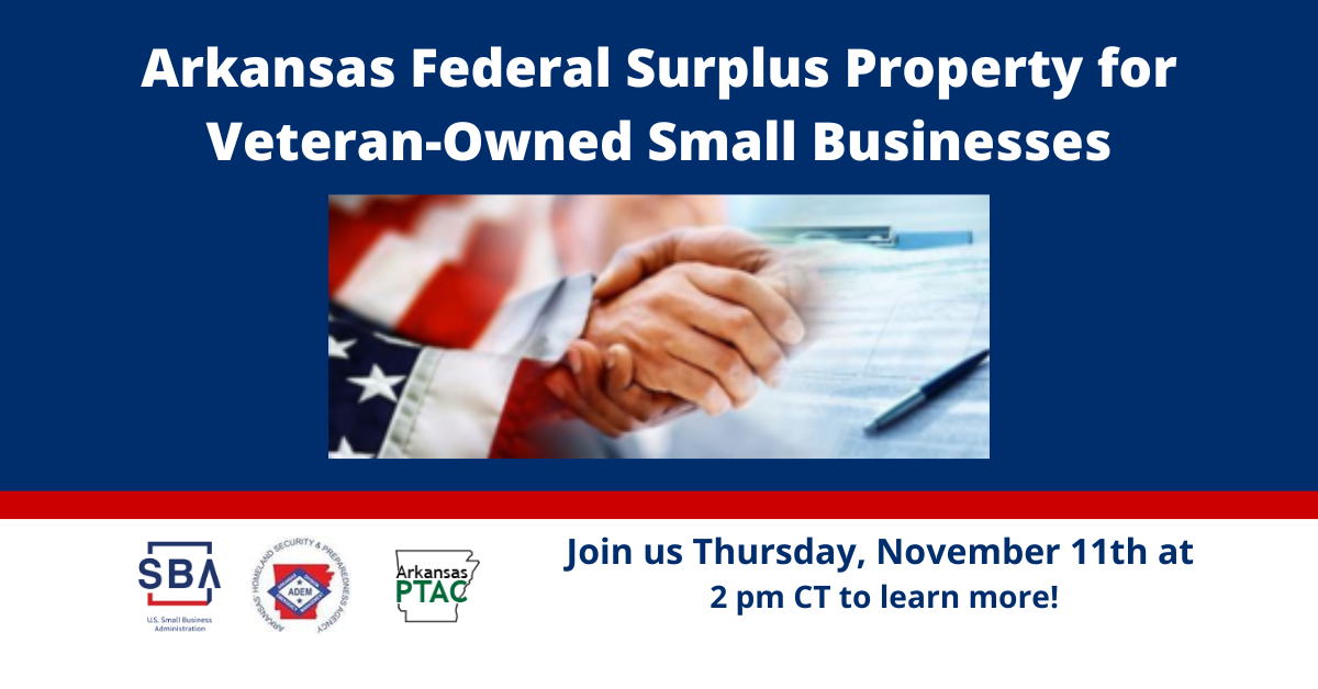 Arkansas Federal Surplus Property for Veteran Owned Small Businesses