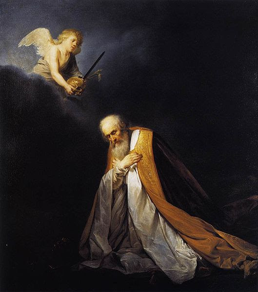 Painting of King David in prayer.