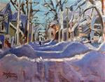 829 Charlottetown Snowy Street, 8x10, oil - Posted on Sunday, December 21, 2014 by Darlene Young