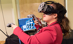 Woman testing out virtual reality