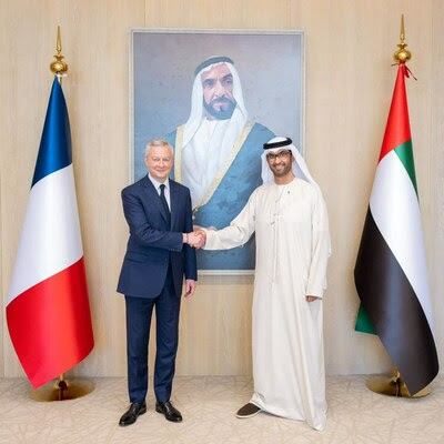 H.E. His Excellency Dr Sultan bin Ahmed Al Jaber and Bruno Le Maire, Minister of the Economy, Finance, and Industrial and Digital Sovereignty