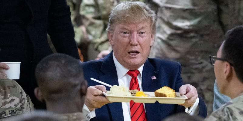 Trump serving food