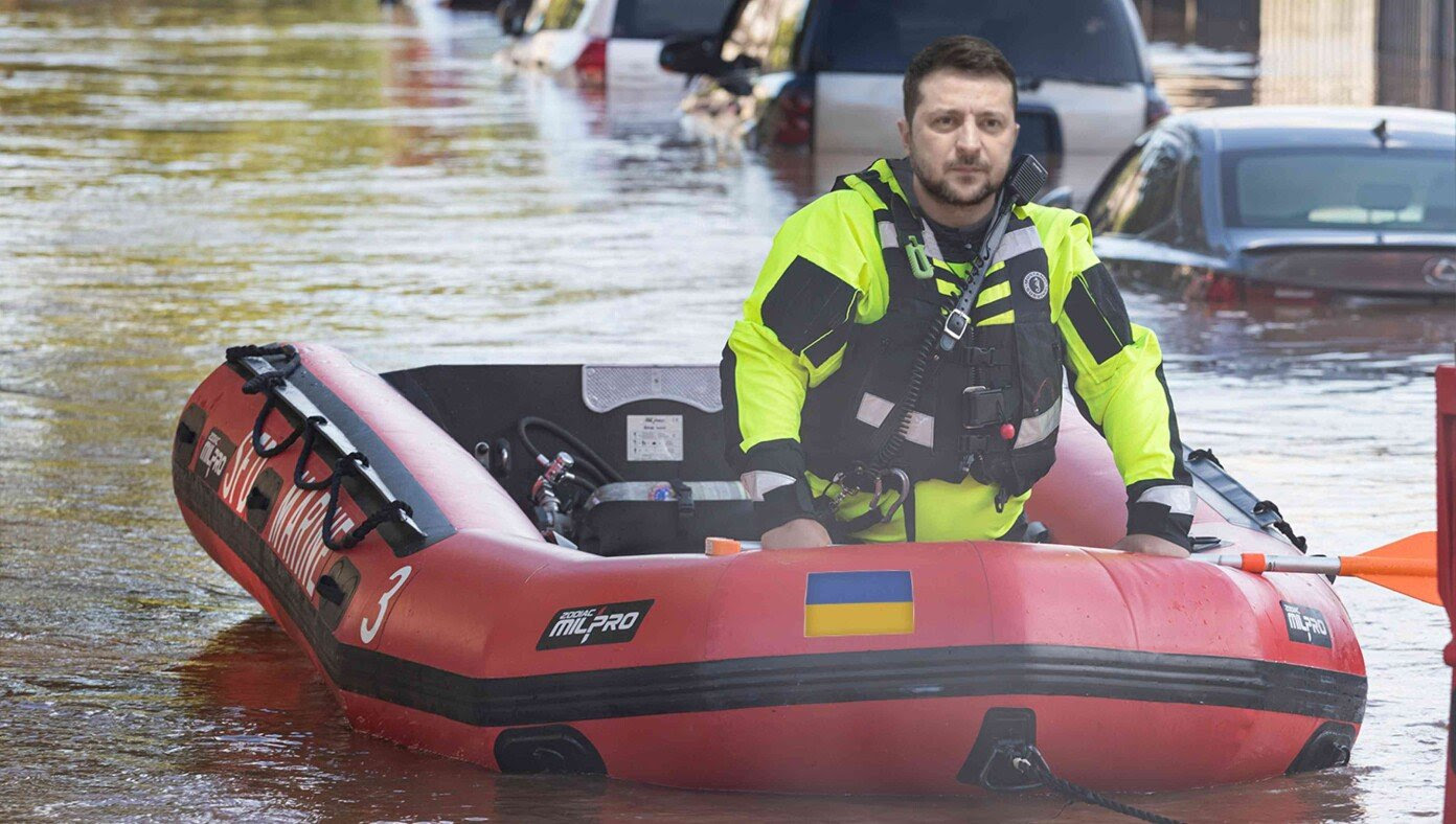Zelensky Seen On Raft Asking For Donations From Flooded Florida Residents