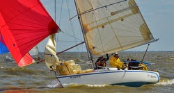 J/27 sailing off New Orleans, LA