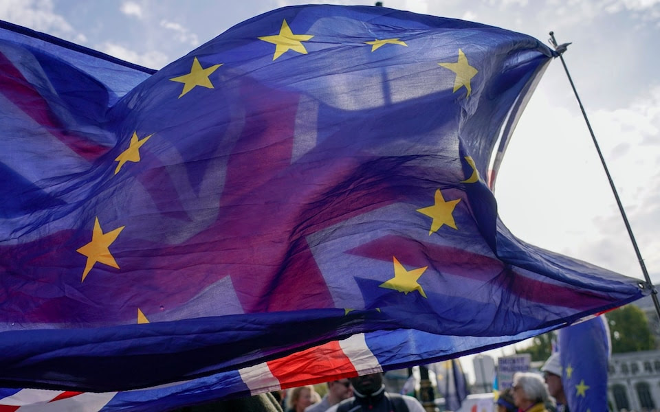 EU and Union Jack Flag