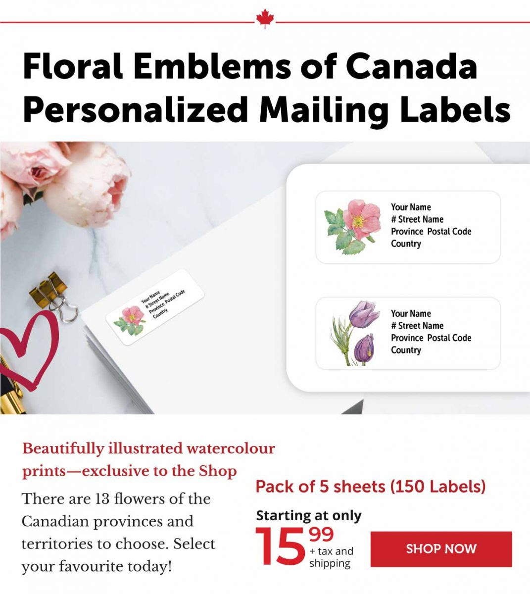 Floral Emblems - Mailing Labels