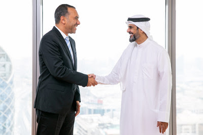 Omnix International CEO Wael Fakharany welcomes the company’s new Chief Support Services Officer, Rashed al Hameli.