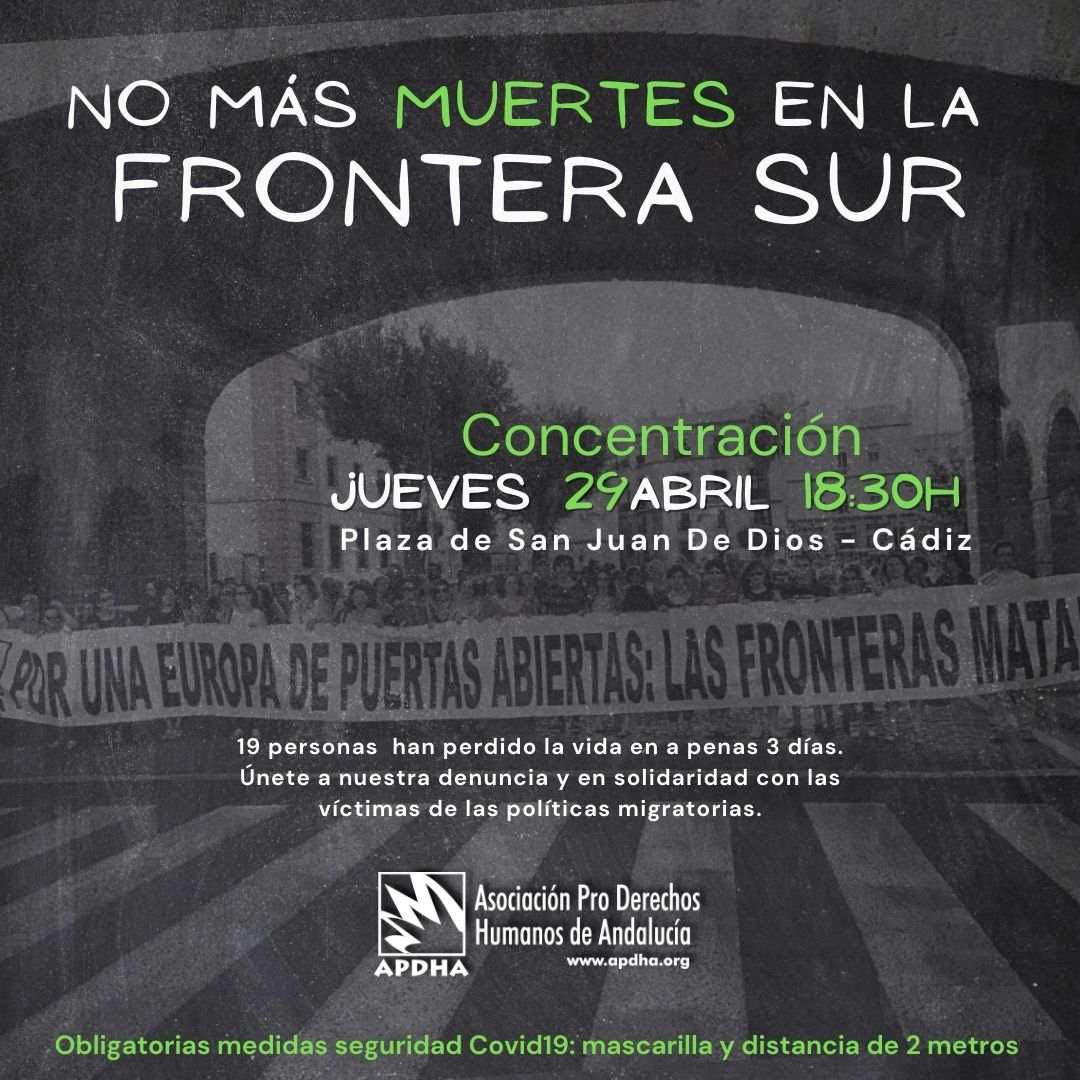 Cádiz: Concentración urgente 'No más muertes en la Frontera Sur'