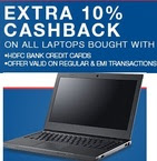  Extra 10% Cashback on Laptop with HDFC Credit Card and additional 2500/-