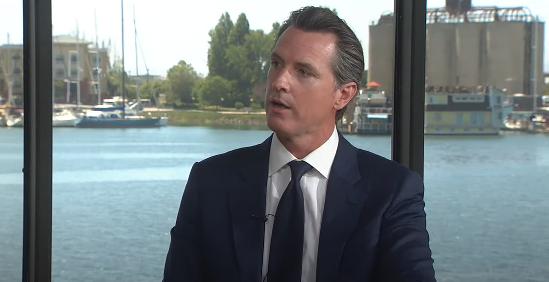 Gavin Newsom saying "The American people always support 'strong and wrong.'"