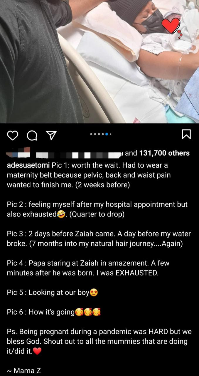 Adesua Etomi-Wellington shares photos documenting her pregnancy, childbirth, and motherhood