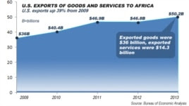 US to Africa exports, up 39% from 2009