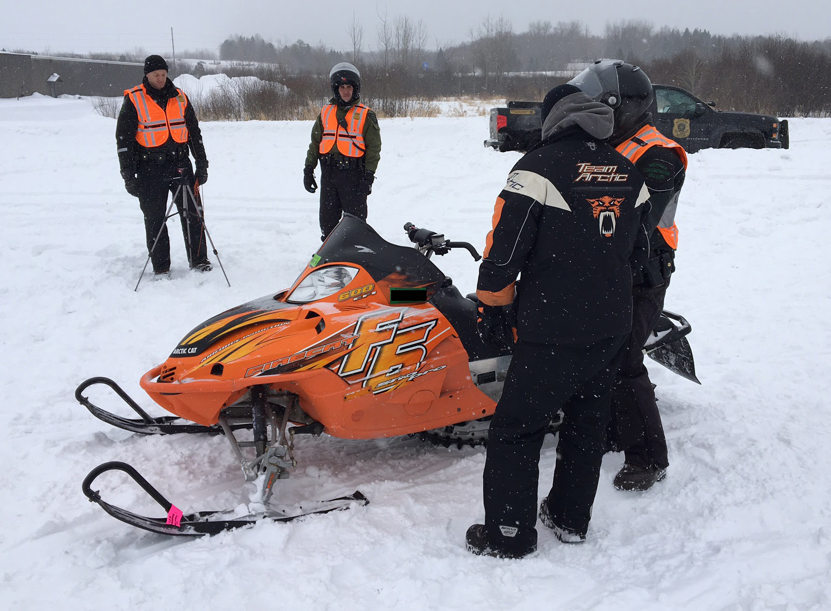 Michigan conservation officers run a sound check in Chippewa County.