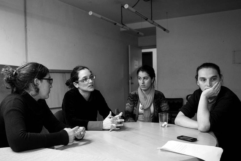 Lucía Elizalde, Mariana Menéndez, María Noel Sosa y Diego Castro, editores de la revista Contrapunto. / Foto: Pedro Rincón 