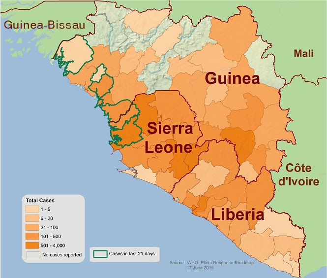 Ebola distribution map