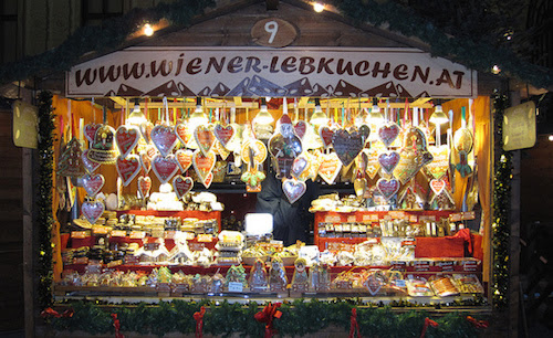 lebkuchen house at the famous Wiener Christmas market Vienna, Austria