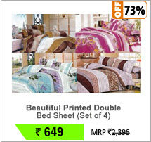 Set of 4 Beautiful Printed Double Bed Sheet with 8 Pillow Covers
