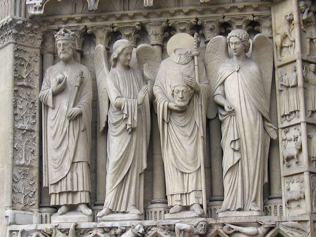 Saint Denis is usually depicted in painting and sculpture as a man with ...