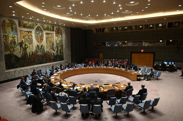 UN Security Council meeting at United Nations headquarters in New York in February.