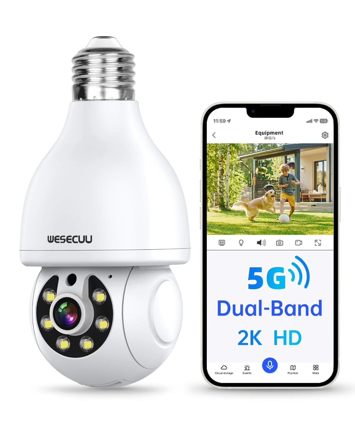WESECUU Light Bulb Security Camera