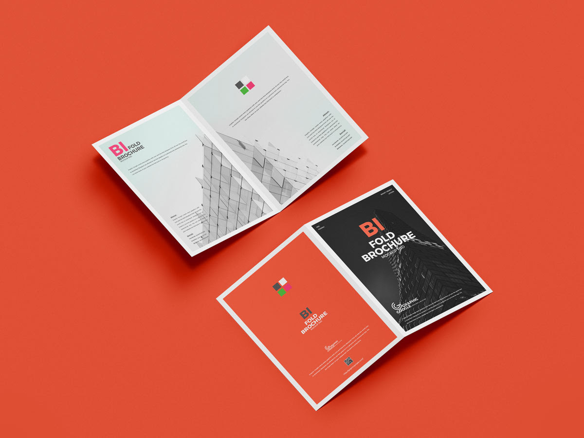 Free PSD A4 BiFold Brochure Mockup Design Mockup