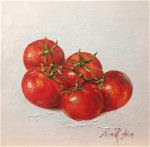 Cherry Tomatoes. Oil on canvas panel 6x6 inches - Posted on Sunday, March 29, 2015 by Nina R. Aide