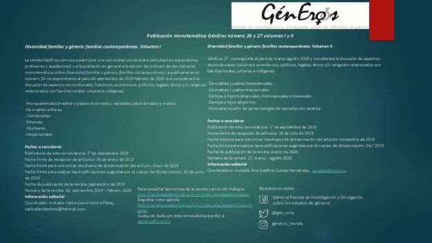 Convocatoria revista GénEros