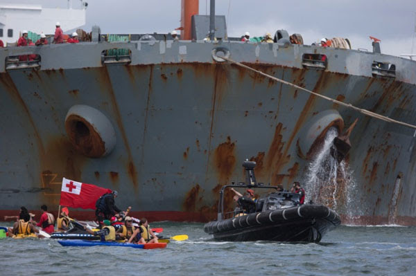 The Warriors Face to Face with a huge coal ship