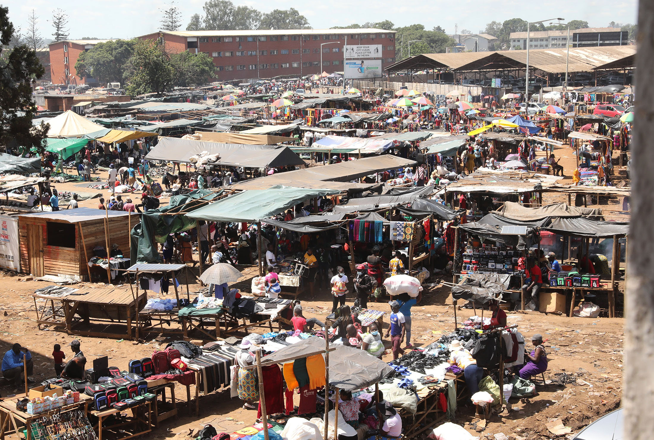 A makeshift market in Mbare, Zimbabwe.