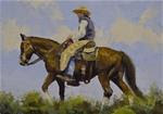 Riding, 5x7, oil, signed original, sean conrad artist, miniature, western, $75.00 - Posted on Thursday, January 1, 2015 by Sean Conrad