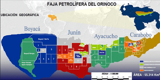 Áreas de la Faja Petrolífera del Orinoco Hugo Chávez (PDVSA CVP,... | Download Scientific Diagram