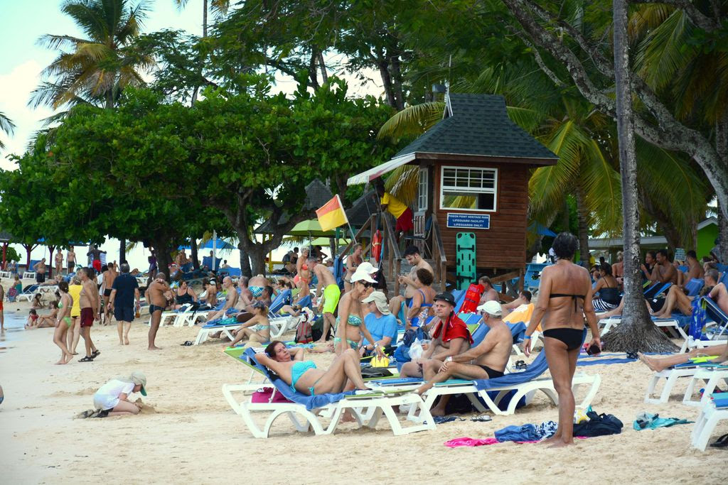 File picture: Tourists who arrived on the European cruiseship Costa enjoy popular Pigeon Point Beach in Tobago