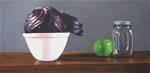 still life cabbage and apple 12 x 24 inch acrylic on canvas - Posted on Sunday, March 29, 2015 by Linda Yurgensen