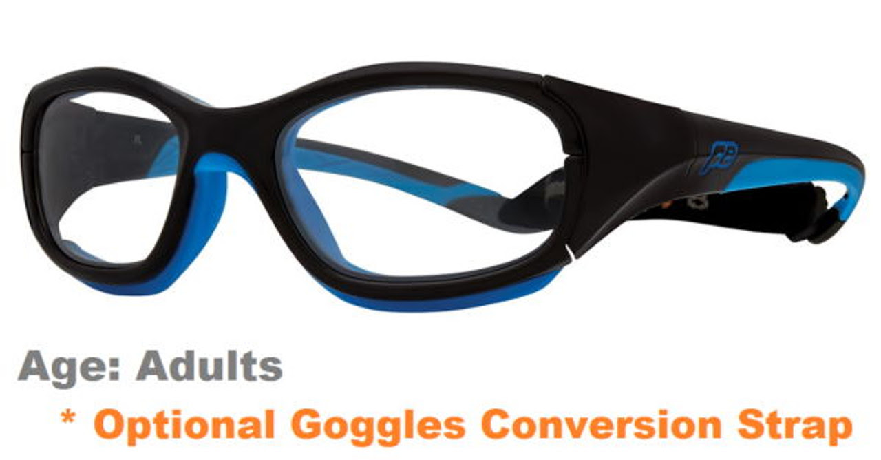 Rec Specs Liberty Sport F8 Slam XL Glasses- Shiny Black Cyan- Size 55 (Prescription Available)