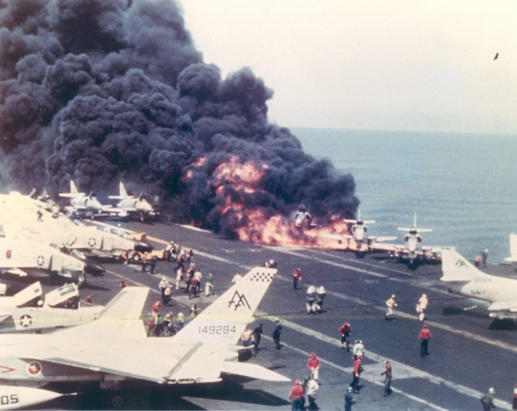 File:USS Forrestal A-4 Skyhawk burning.png